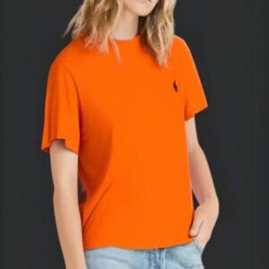 Designer Polo Ralph Lauren Women's Orange Short Sleeve Tee T Shirt Top Size L